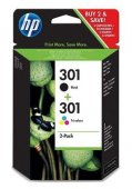  Set cartuse originale de cerneala HP 301 Negru si Color
