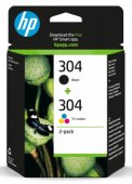  Set cartuse originale de cerneala HP 304 Negru si Color
